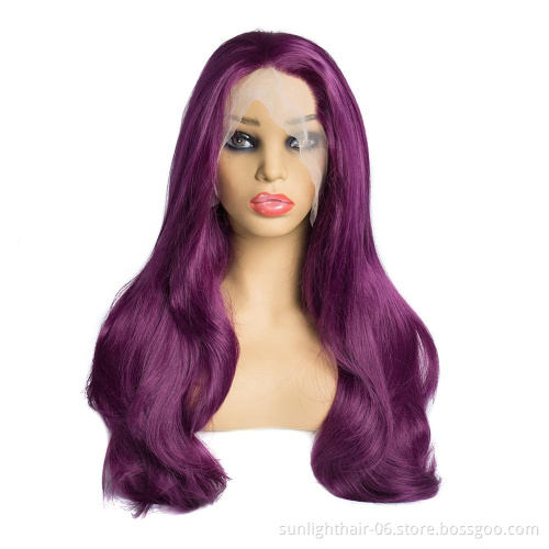 SUNLIGHT HAIR Straight Synthetic Wigs For Woman 24 Inch Long Heat Resistant Hair Wig Black Ombre Purple 2T3700# Color